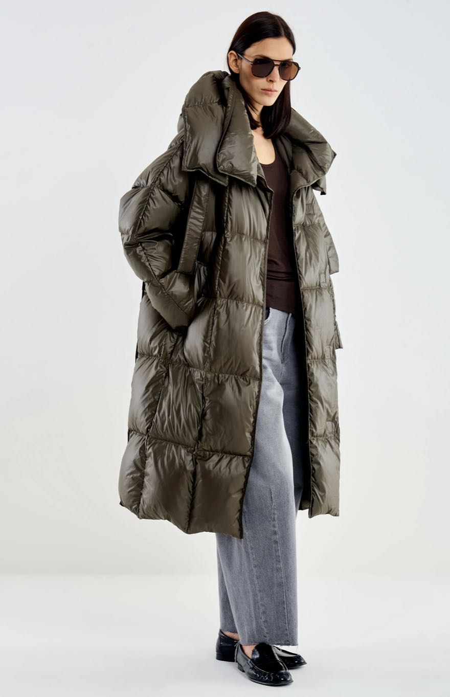 PIUMINO LUNGO MAXI COLLO CAPPUCCIO MILITARE