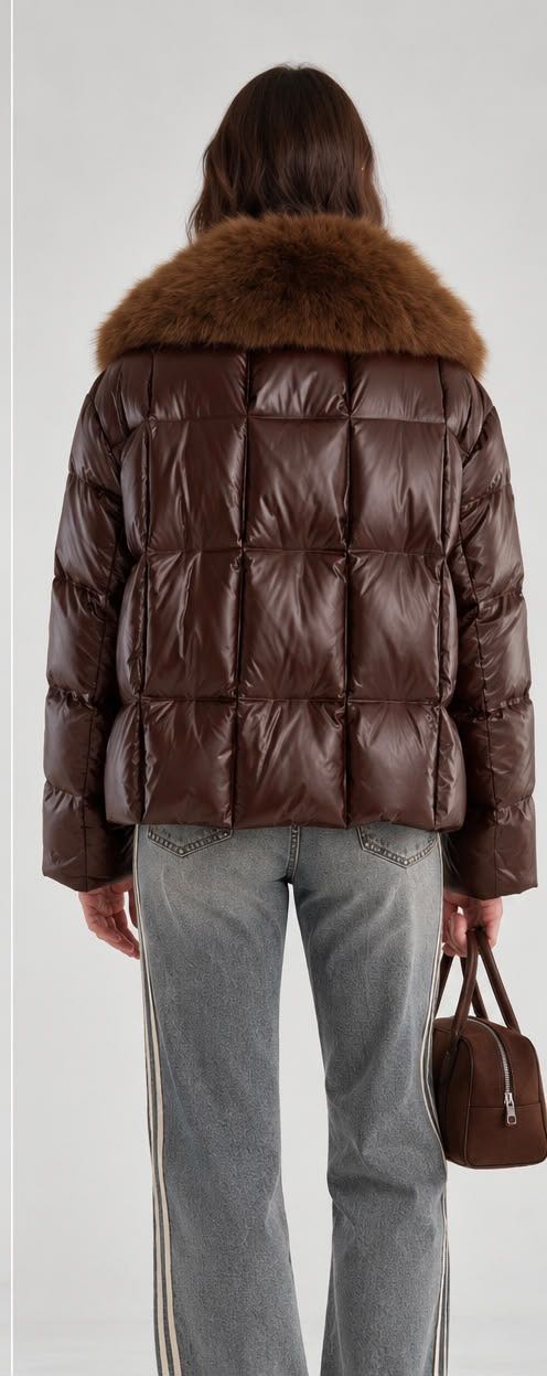 PIUMINO CORTO BOMBER ECOPELLICCIA COLLO