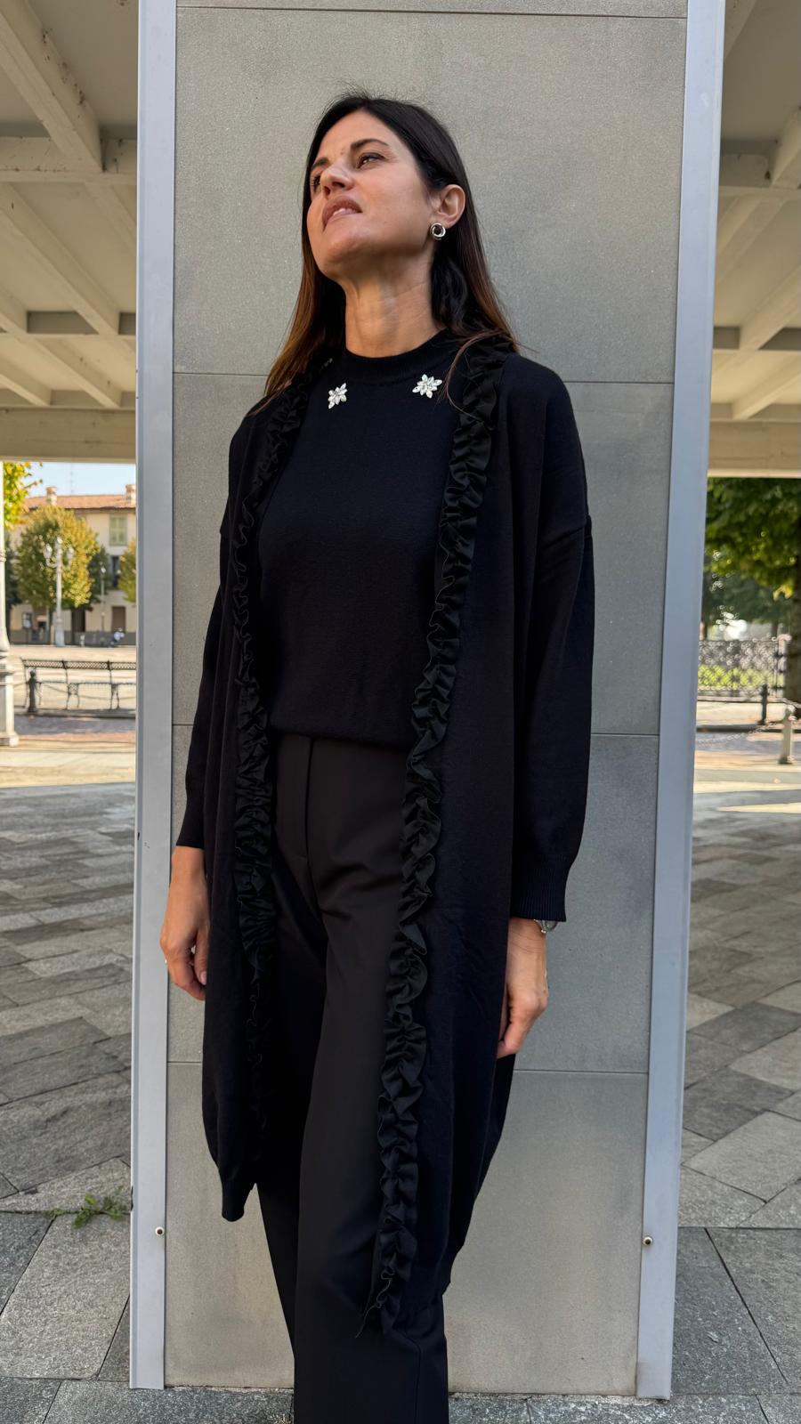 CARDIGAN CON ROUGE nero/cioccolato/caffè/grigio