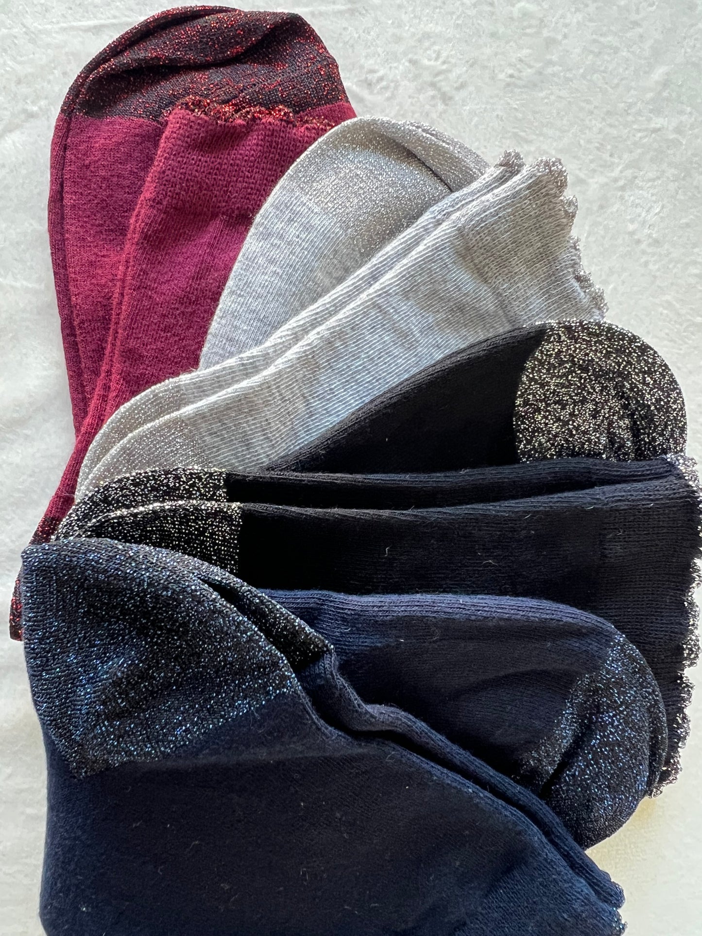 CALZINO FINITURE LUREX nero/grigio/bordeaux/blu