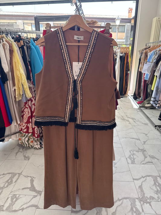 DIXIE COMPLETO GILET FRANGE PALAZZO TERRA