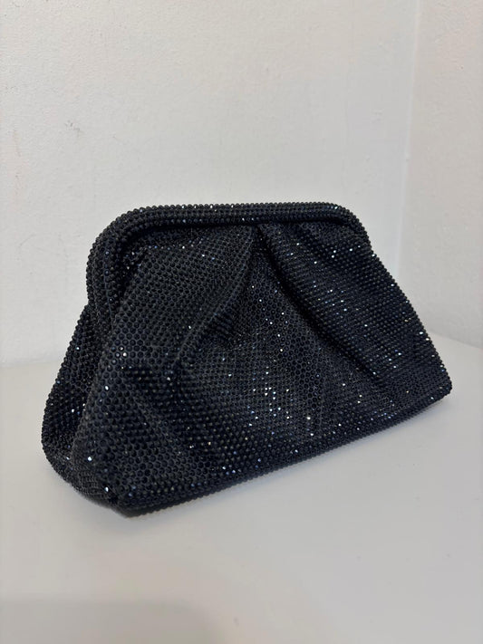 CLUTCH NERA STRASS LISCIA