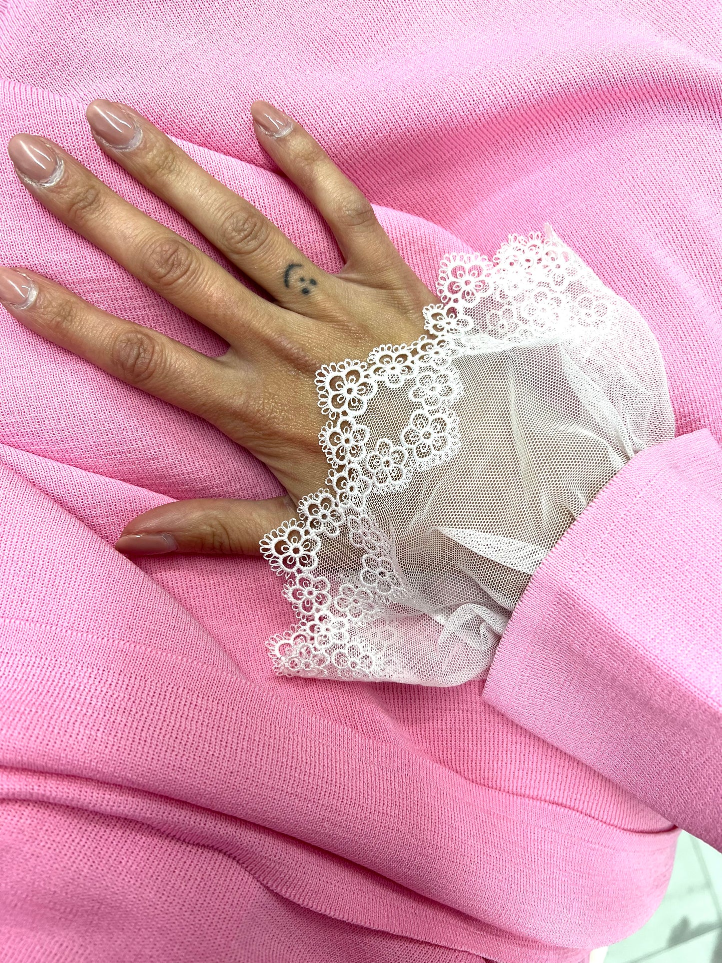 POLSINO TULLE E PIZZO BIANCO
