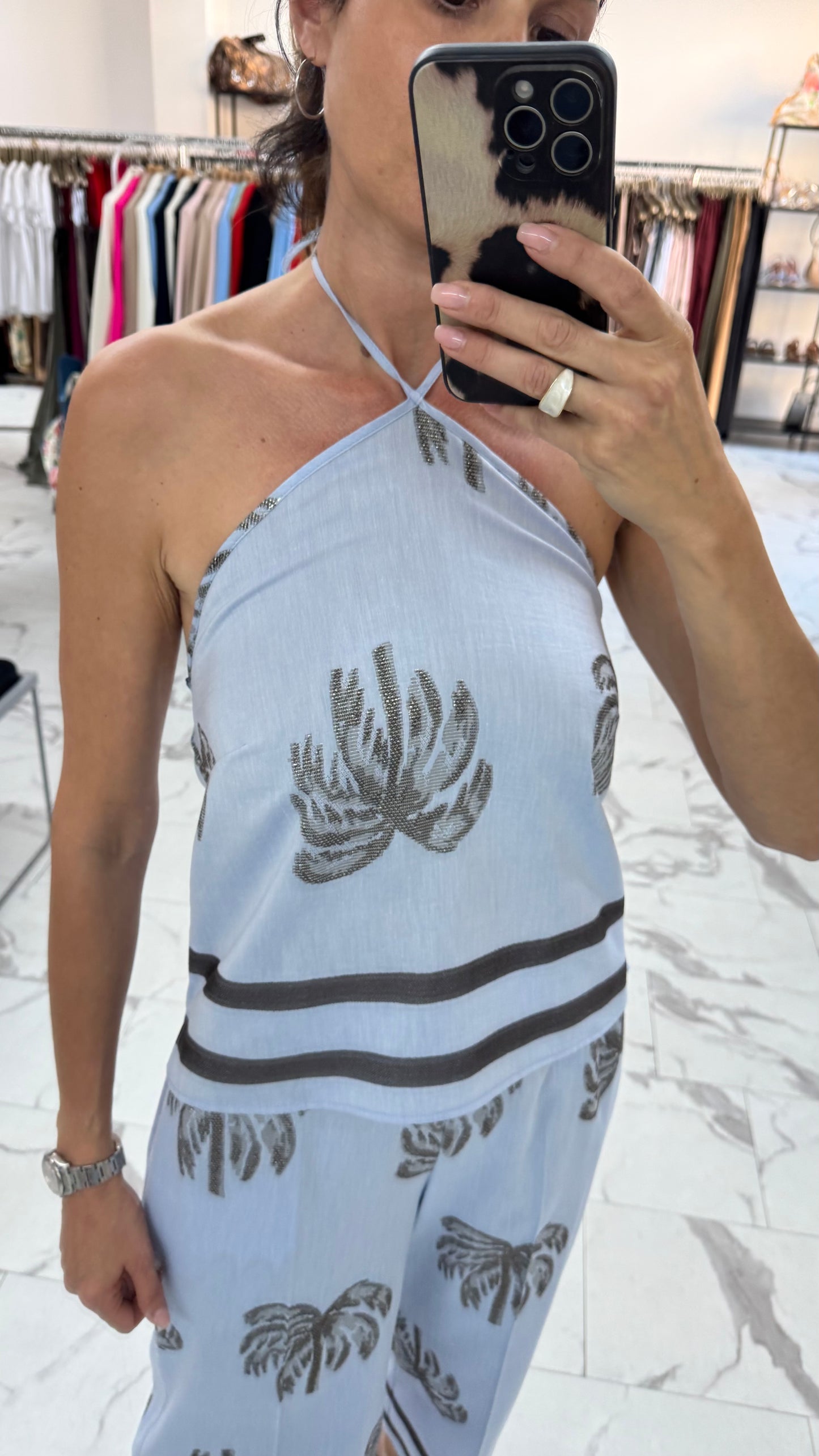 MARYLEY COMPLETO VISCOSA PALME AZZURRO