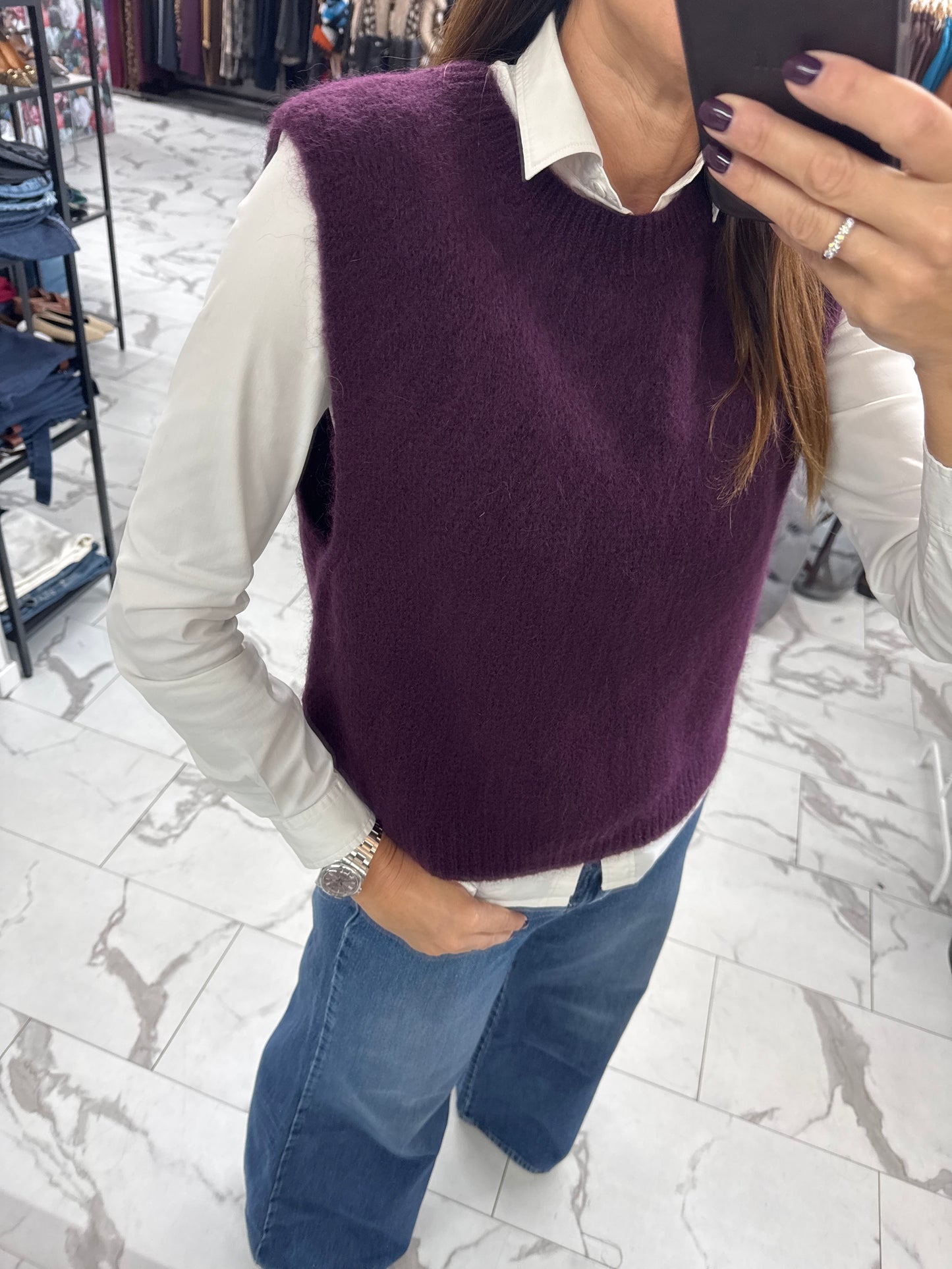 GILET MISTO MOHAIR vinaccia/azzurri/rosa/cioccolato/sabbia/blu