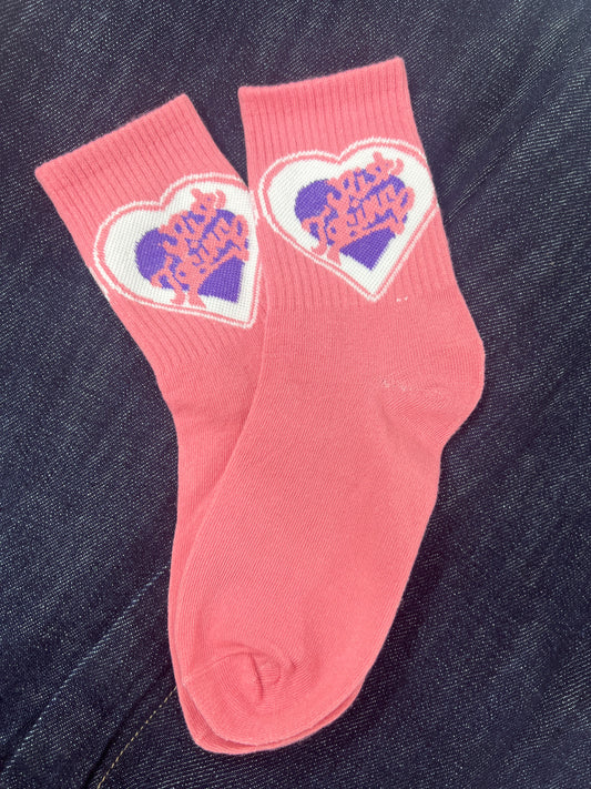CALZINO ROSA SCRITTA CUORE