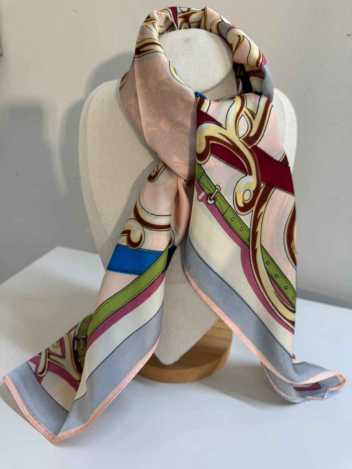 FOULARD STAMPA FIBBIE nero/verde/rosa