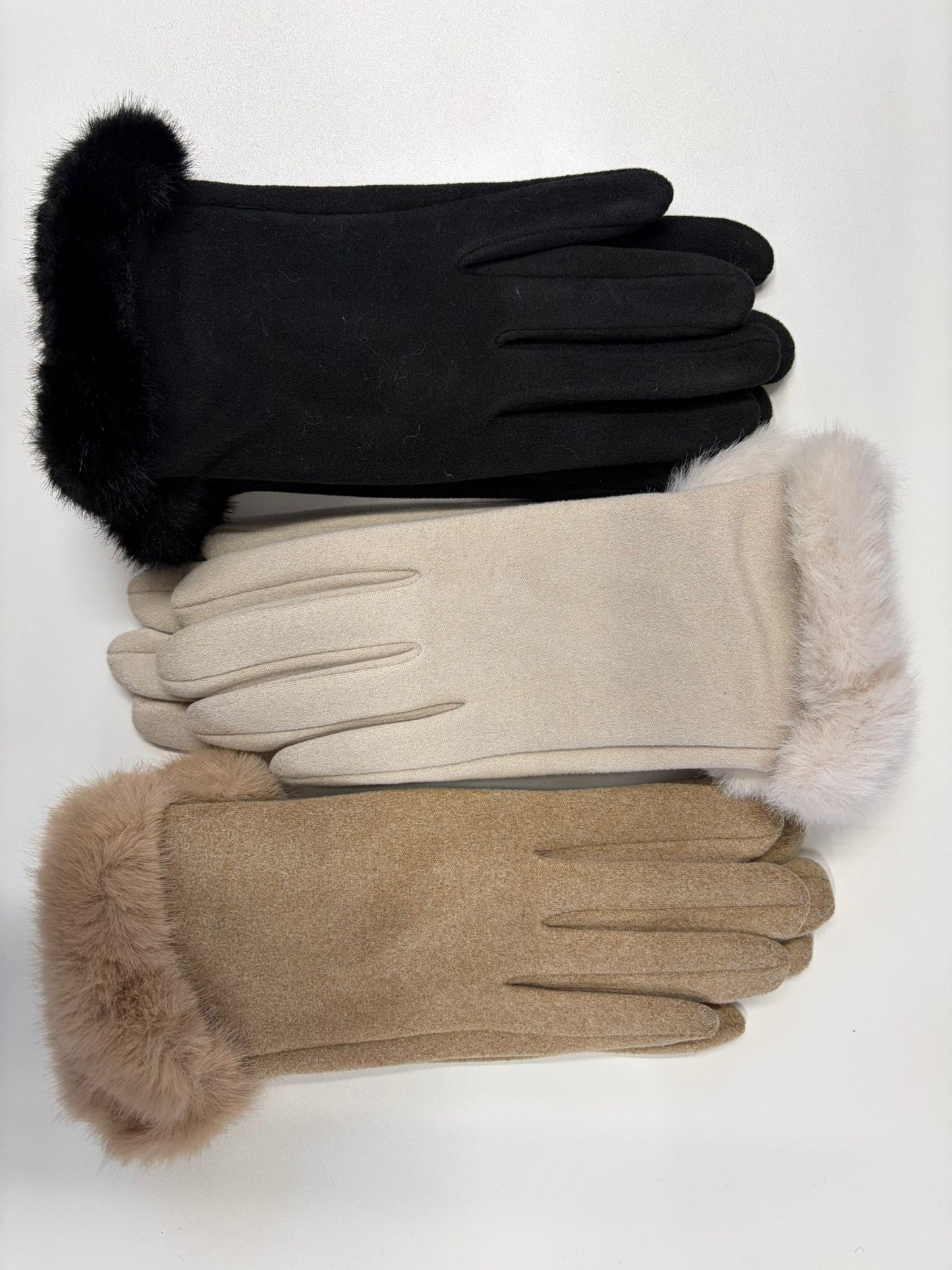 GUANTO POLSO ECOVISONE nero/sabbia/panna