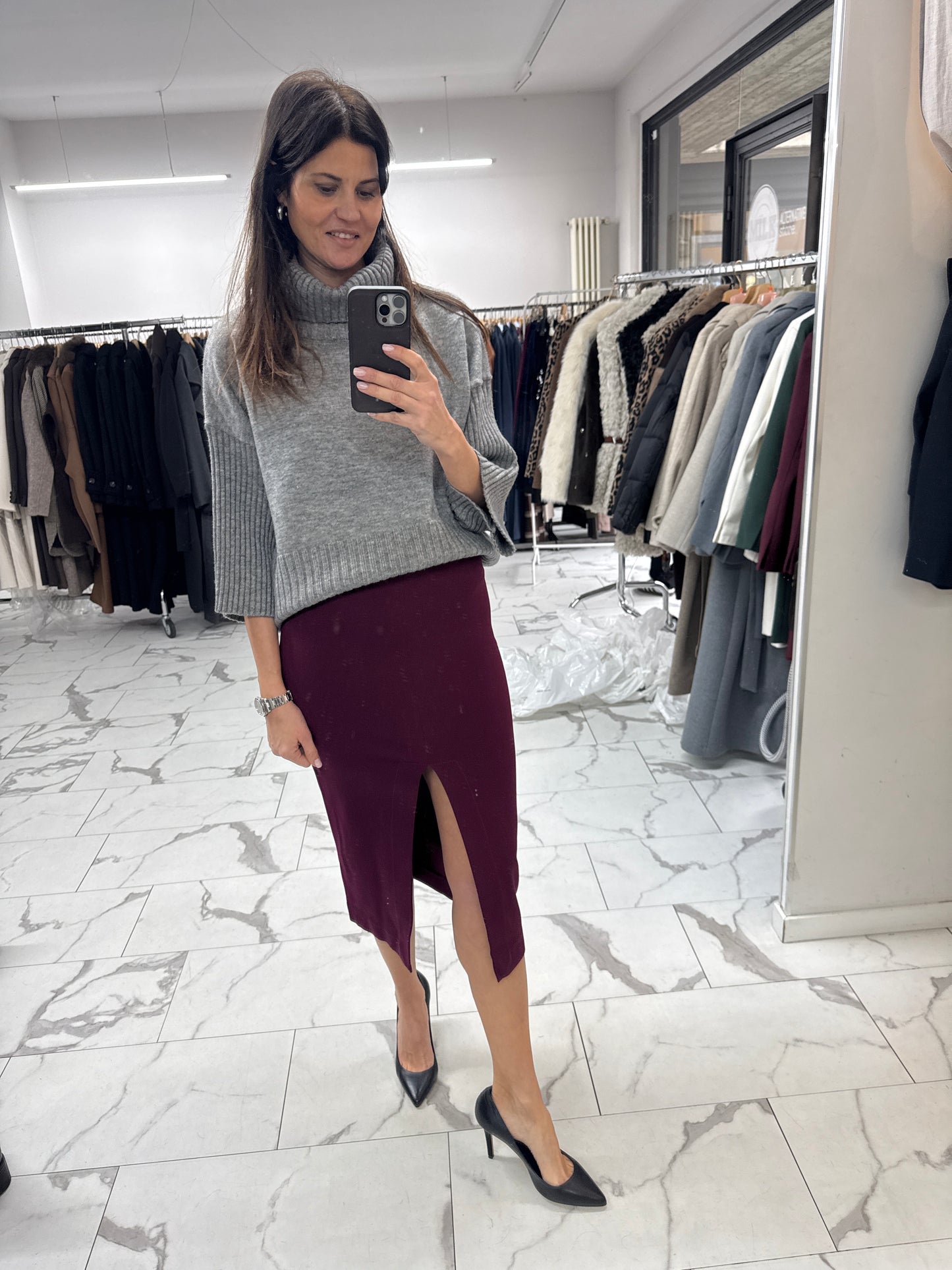 LONGUETTE PUNTO MILANO bordeaux/nero