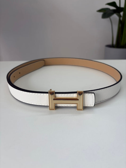 CINTURA REVERSIBILE H arancio/nero. Bianca/Sabbia