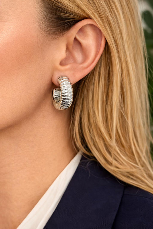 ORECCHINO RIBBED ARGENTO