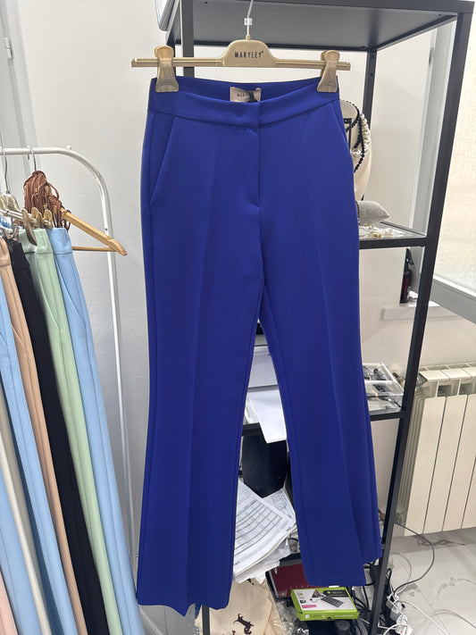MARYLEY PANTALONE ZAMPA TULIPANO INDACO