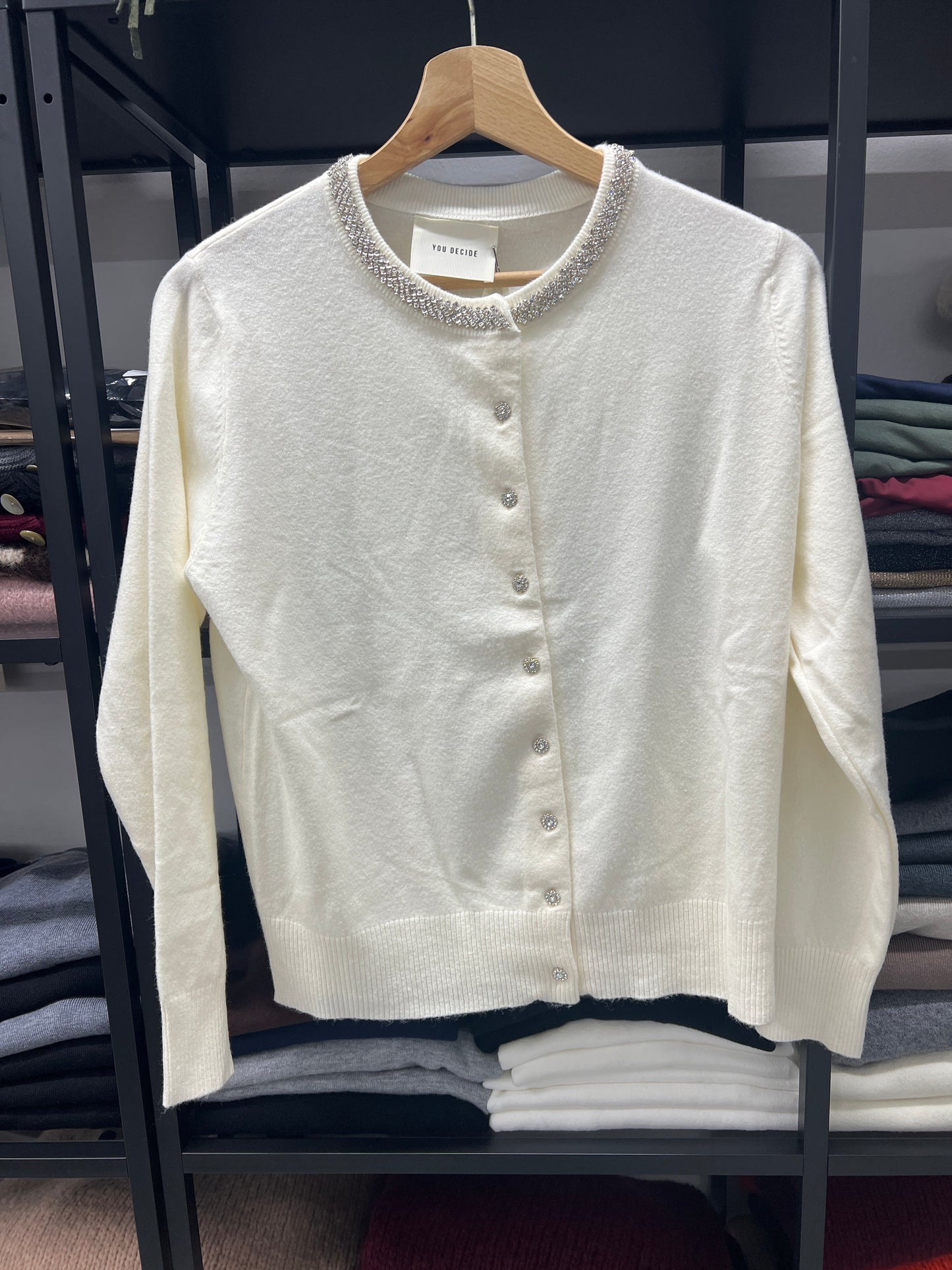 CARDIGAN CRISTALLI PANNA