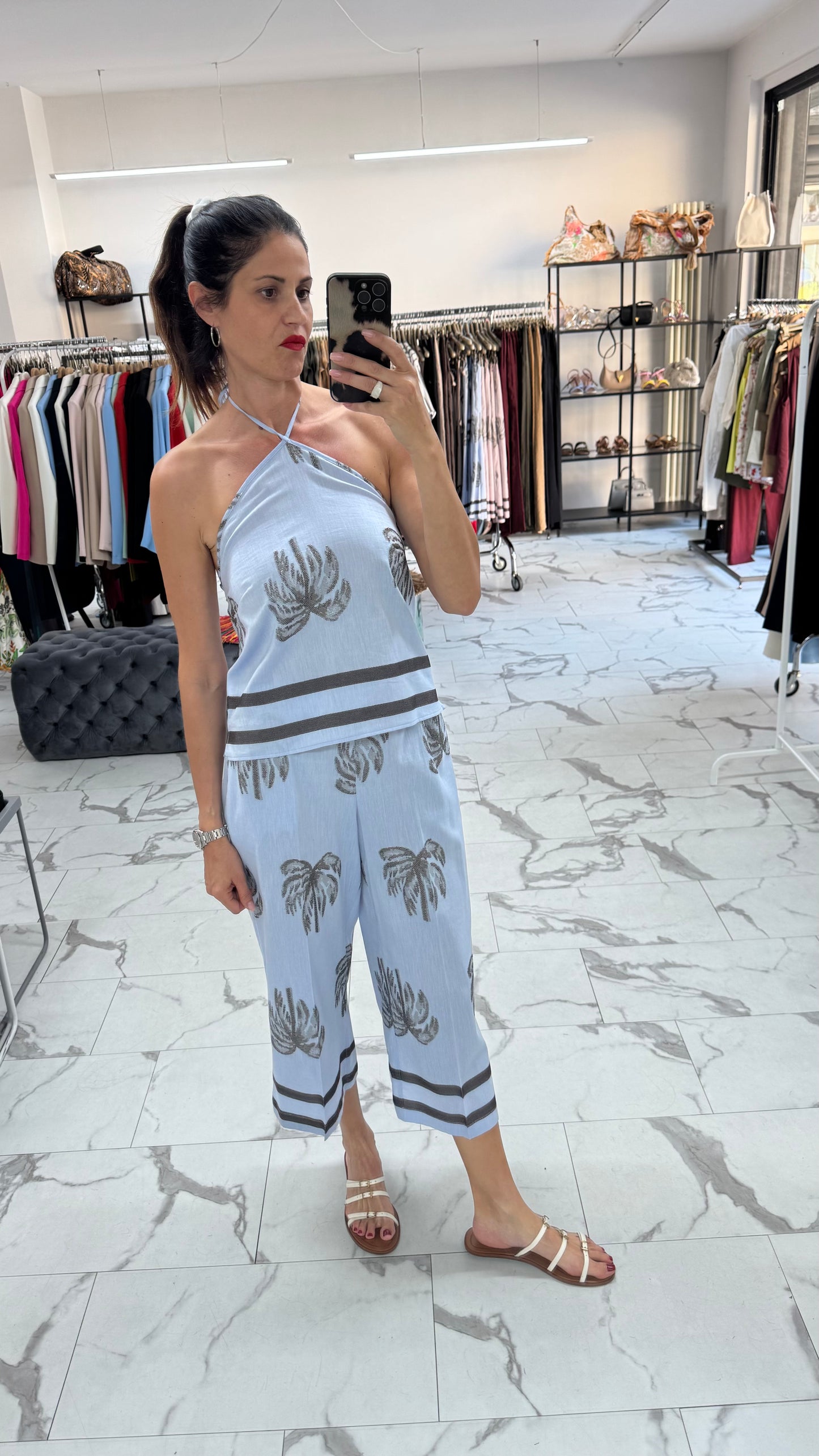 MARYLEY COMPLETO VISCOSA PALME AZZURRO