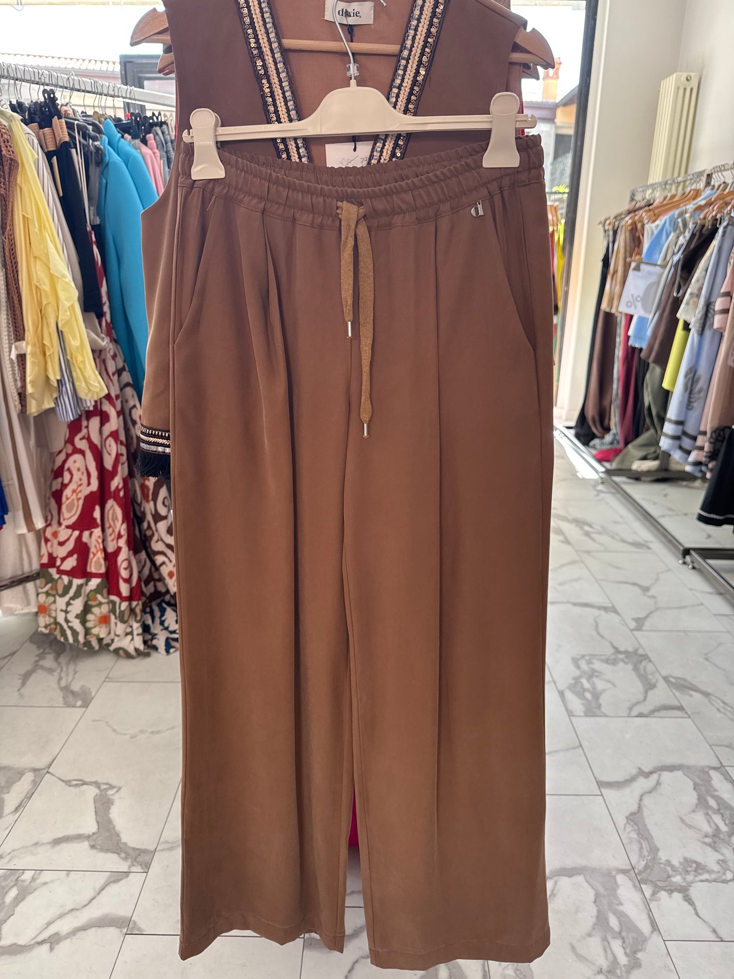 DIXIE COMPLETO GILET FRANGE PALAZZO TERRA