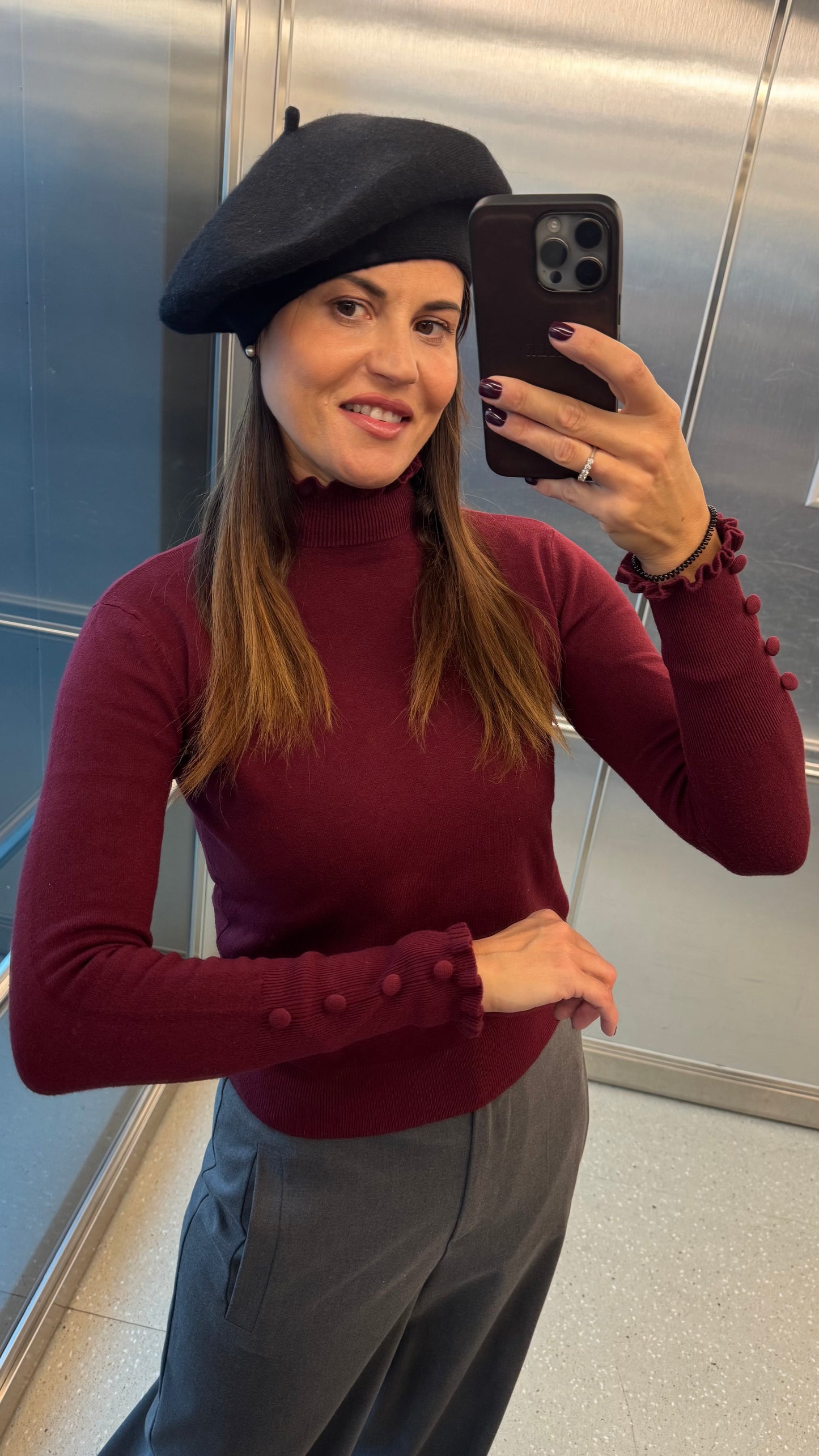 MAGLIONCINO ROUGE BOTTONCINI BORDEAUX