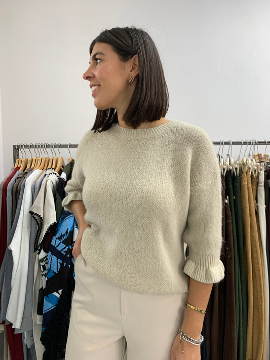 MAGLIONCINO MOHAIR MANICA ROUGE nero/cioccolato/panna/sabbia