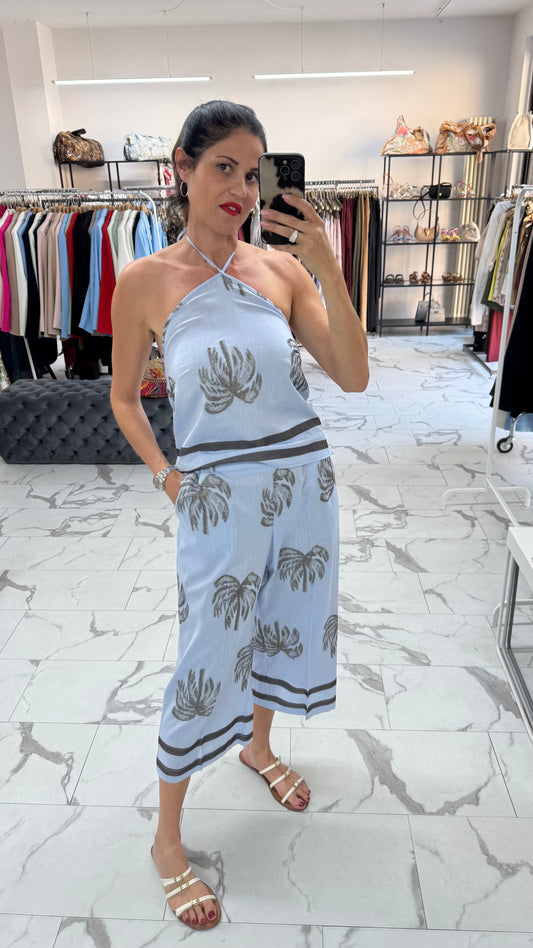 MARYLEY COMPLETO VISCOSA PALME AZZURRO