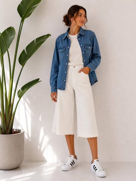 JEANS PANTAGONNA TRAFORATO BIANCO