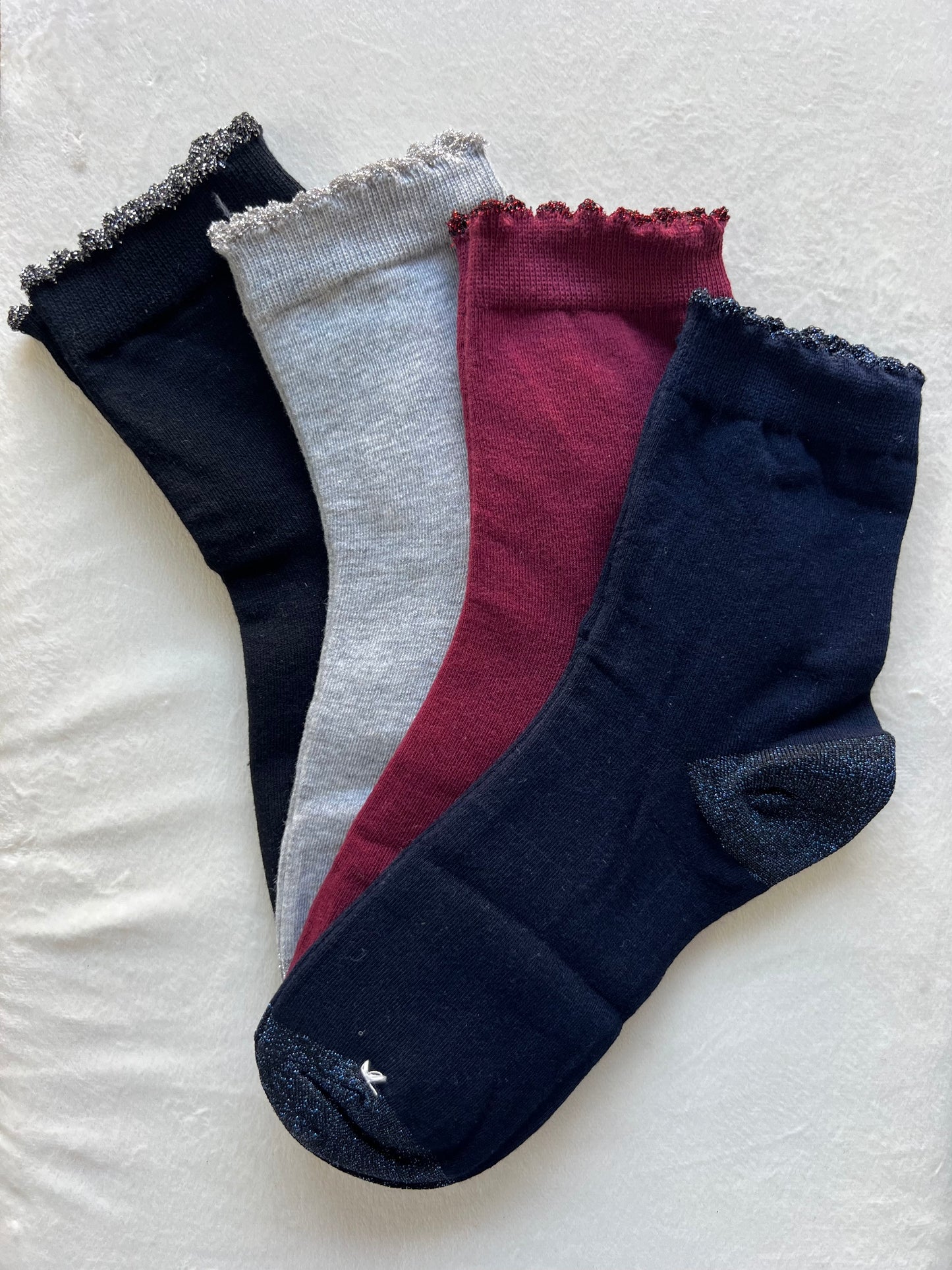 CALZINO FINITURE LUREX nero/grigio/bordeaux/blu