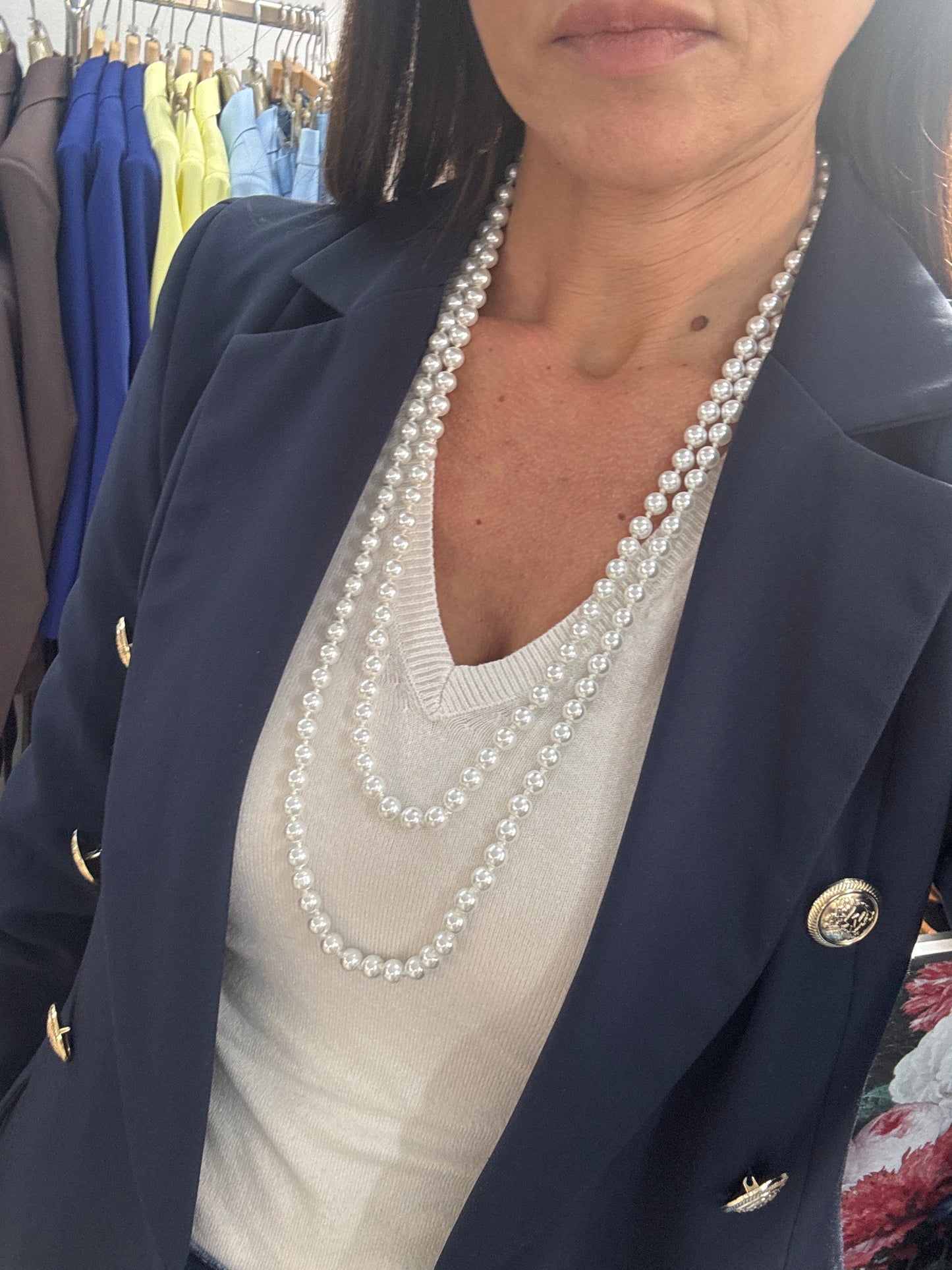COLLANA 1 FILO LUNGO PERLA