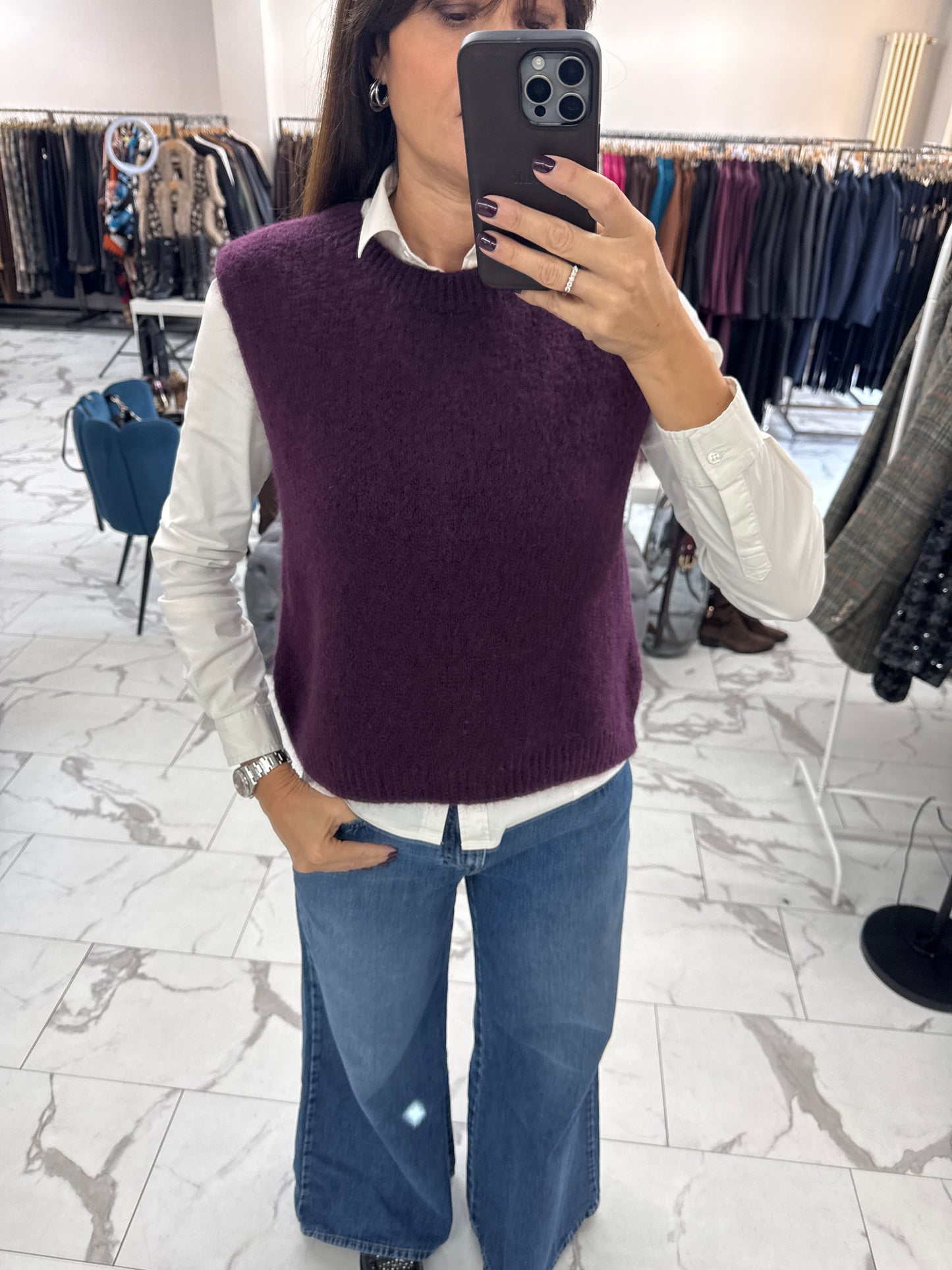 GILET MISTO MOHAIR vinaccia/azzurri/rosa/cioccolato/sabbia/blu