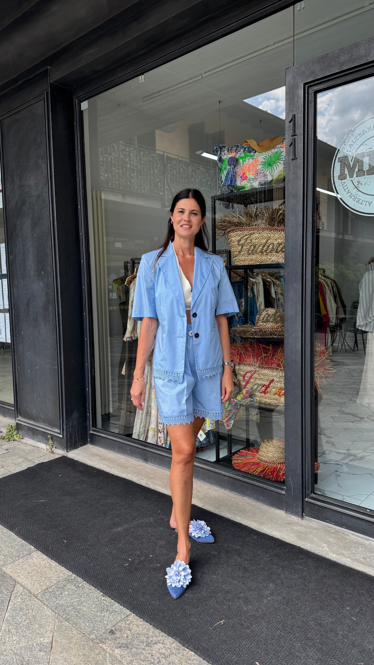 MARYLEY COMPLETO AZZURRO RICAMO UNCINETTO