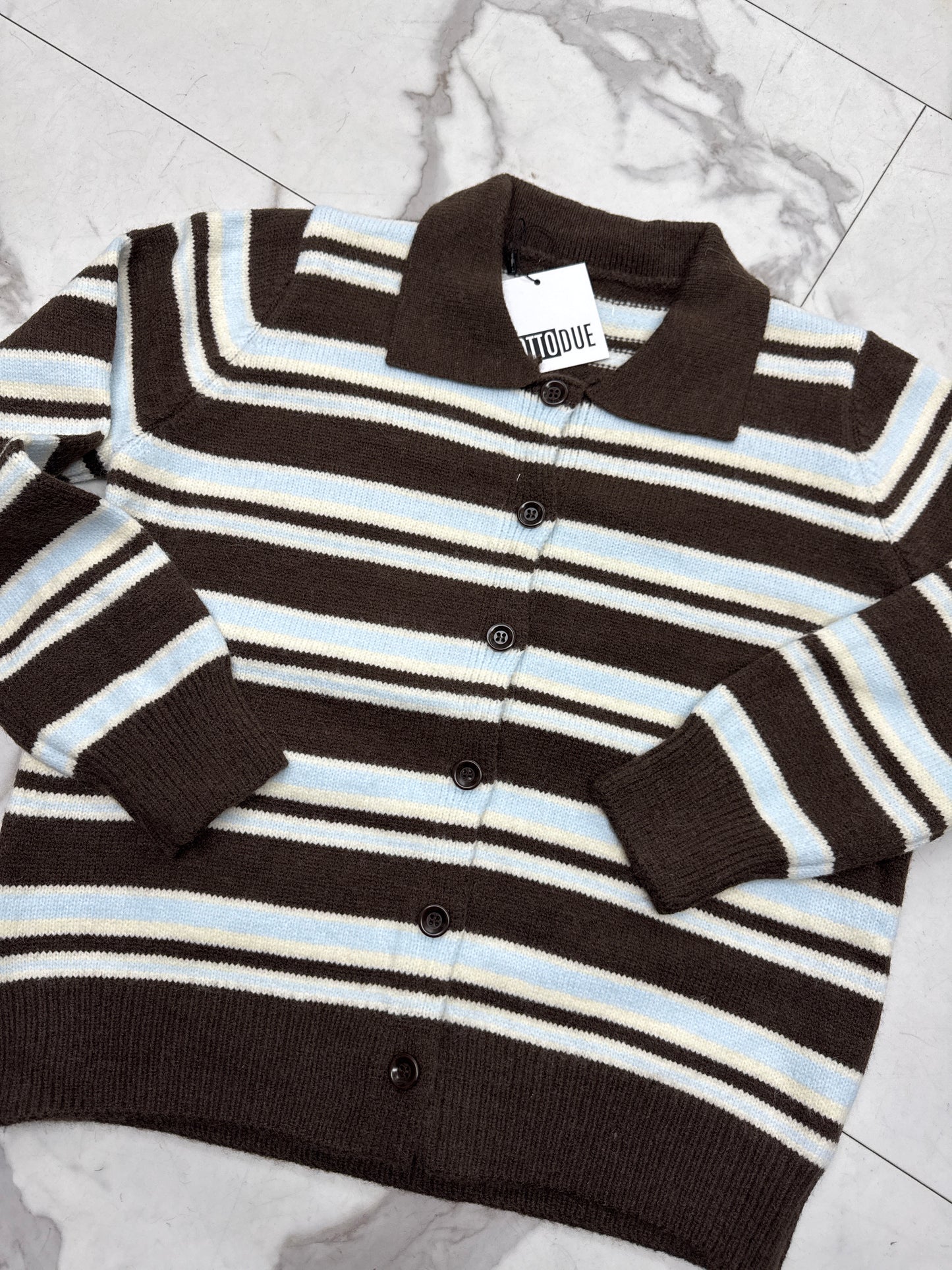 CARDIGAN RIGATO marrone/blu