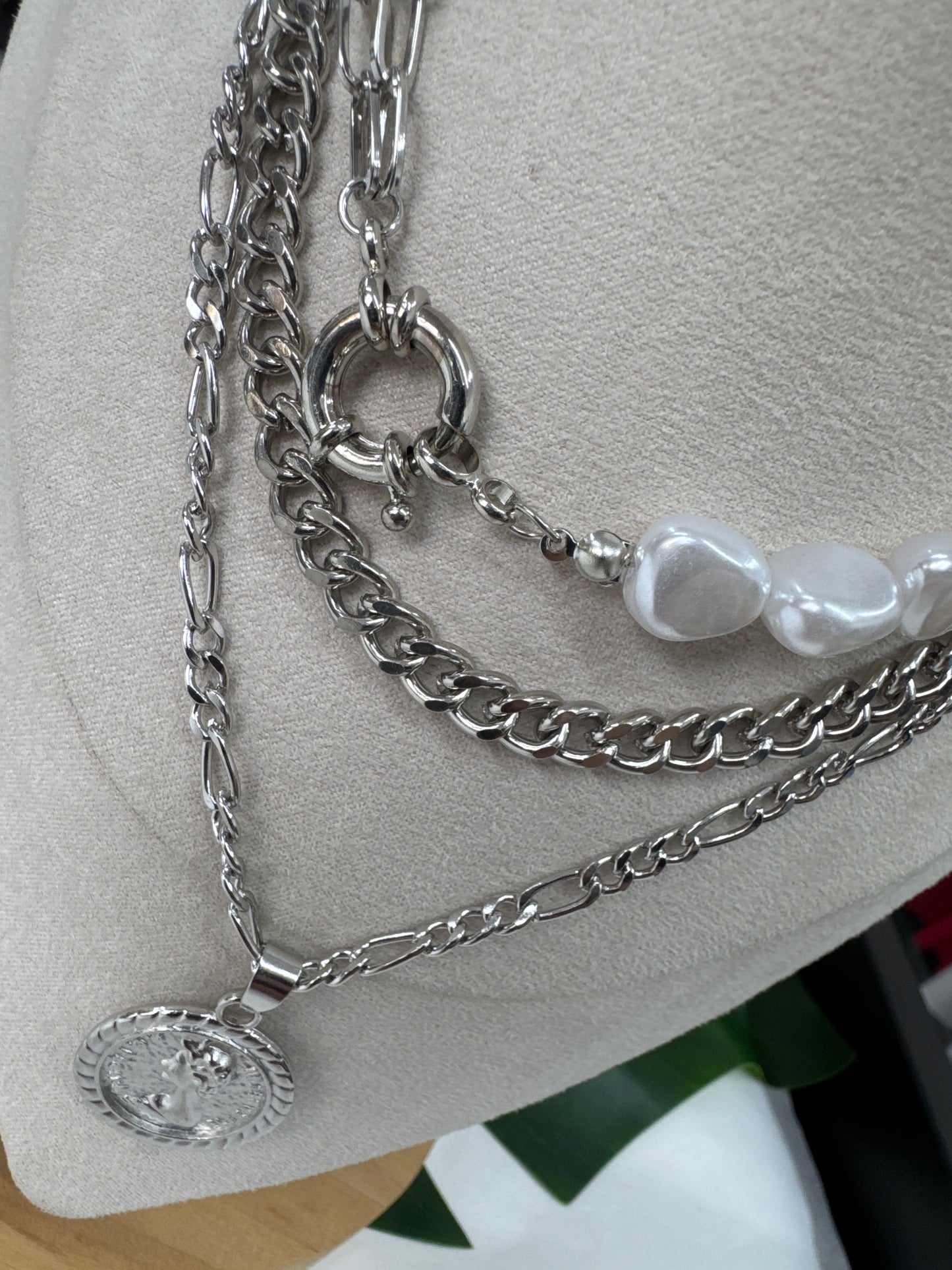 COLLANA 3 FILI con PERLE