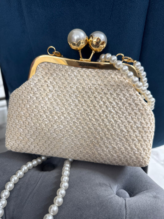 CLUTCH RAFFIA PERLA
