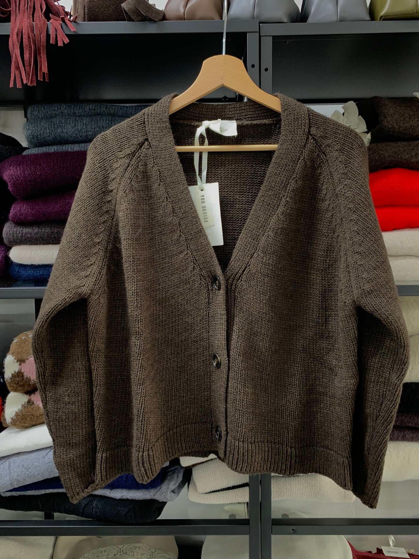 CARDIGAN MISTO LANA CIOCCOLATO