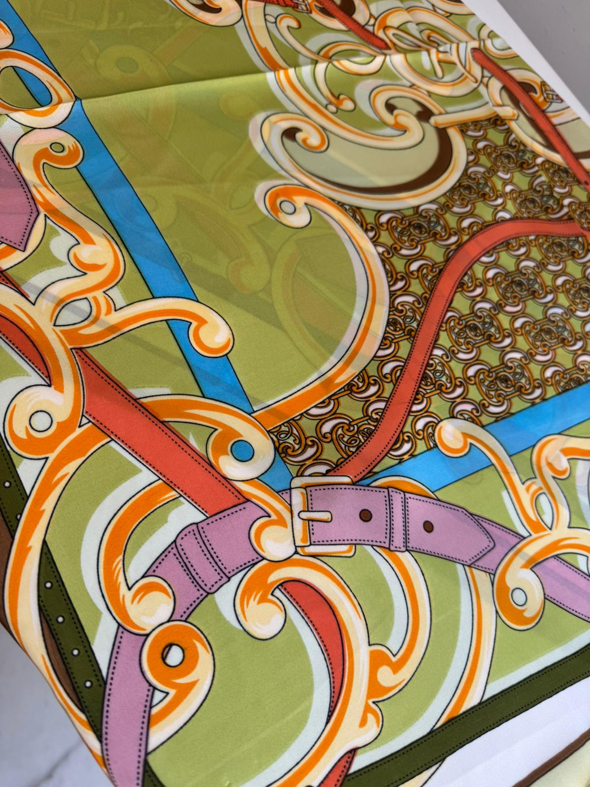 FOULARD STAMPA FIBBIE nero/verde/rosa