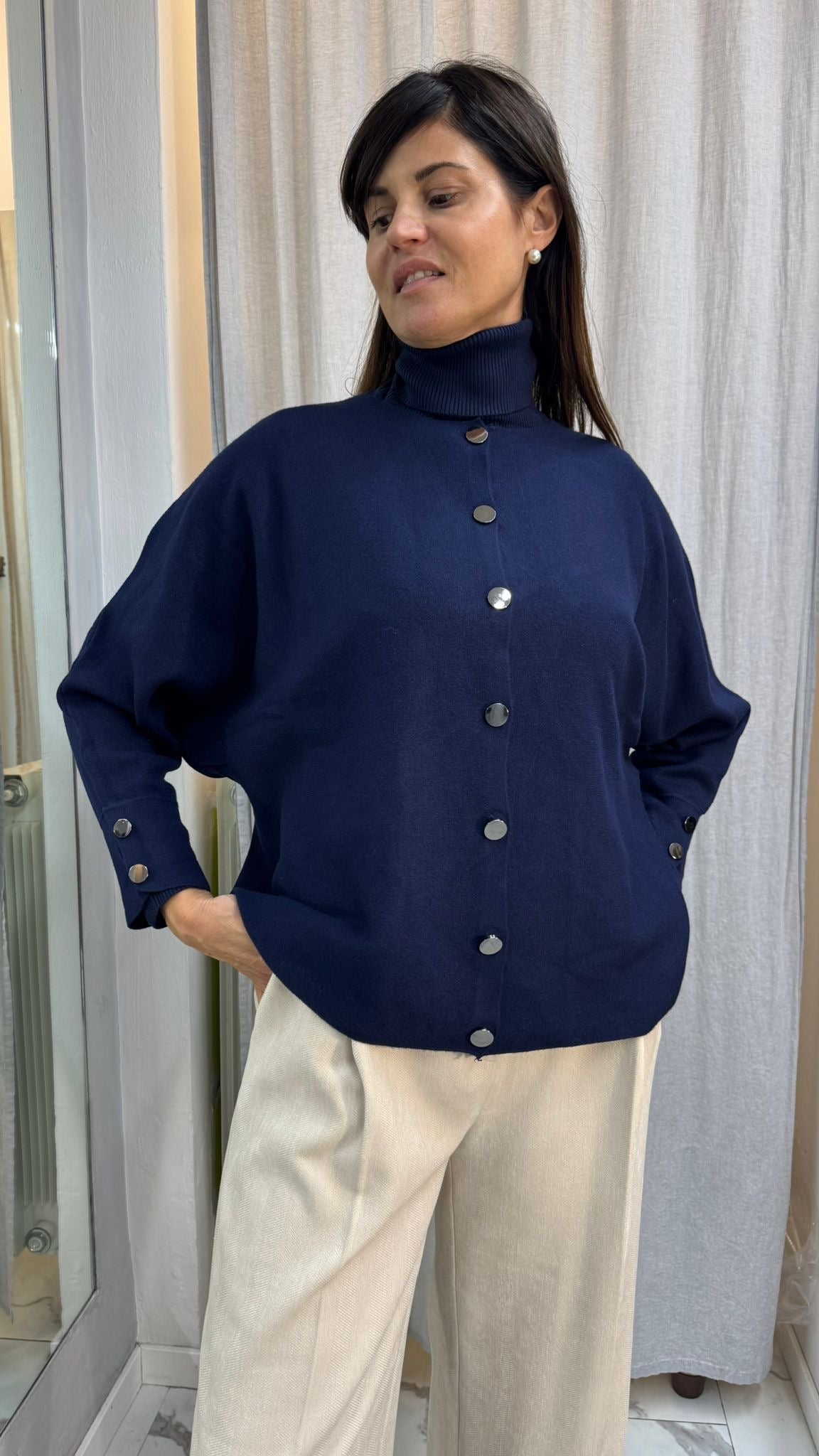 CARDIGAN BOTTONI ARGENTO