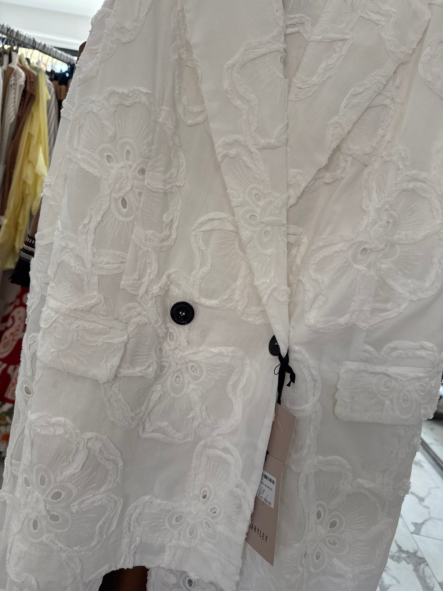 MARYLEY GILET BIANCO COTONE LAVORATO