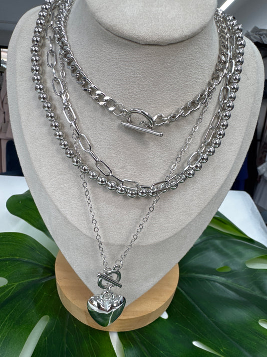 COLLANA 4 FILI ARGENTO CUORE