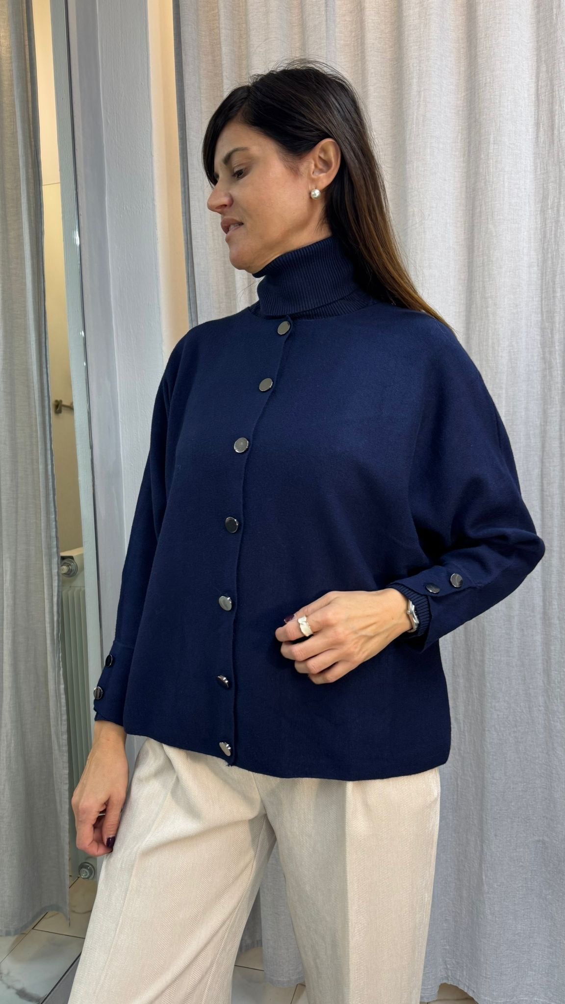 CARDIGAN BOTTONI ARGENTO