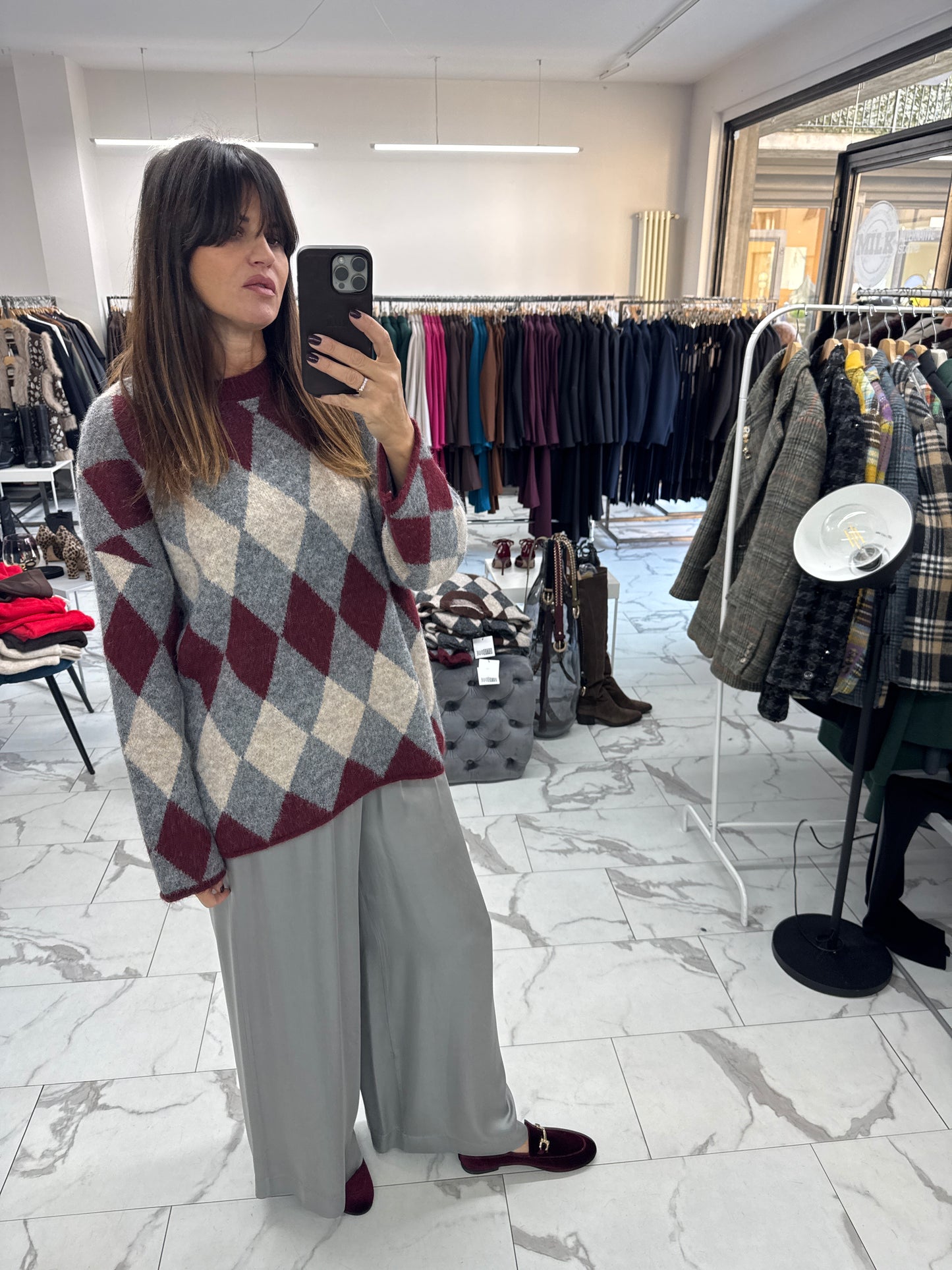 PANTALONE PALAZZO VISCOSA GRIGIO CHIARO