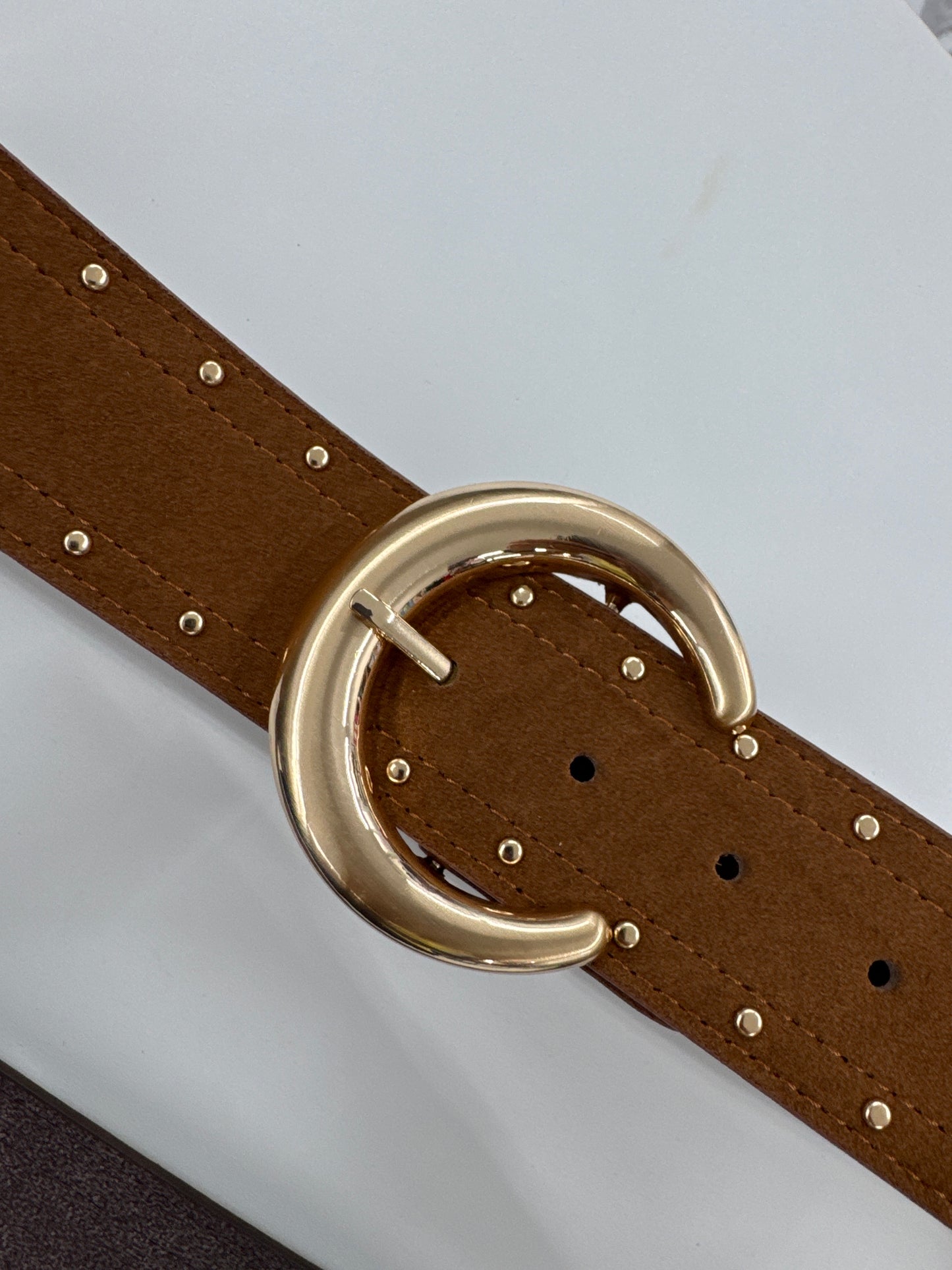 CINTURA BORCHIE FIBBIA ORO