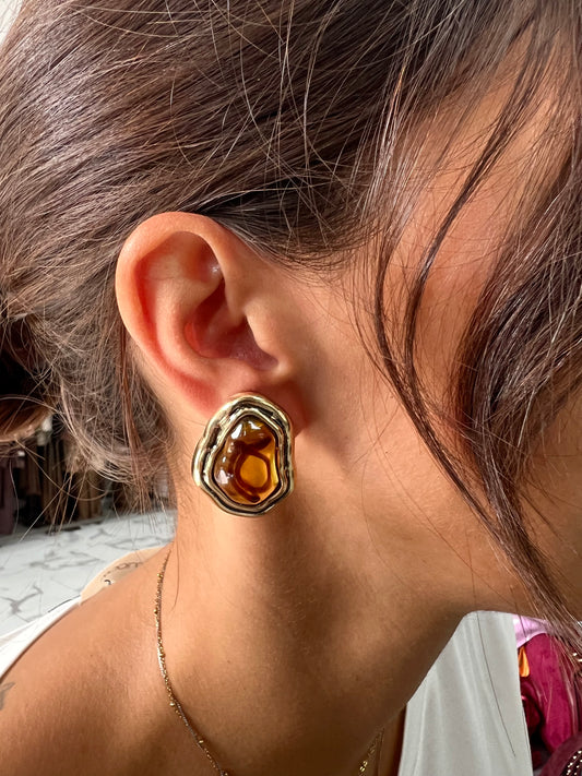ORECCHINO CABOCHON TIGRE