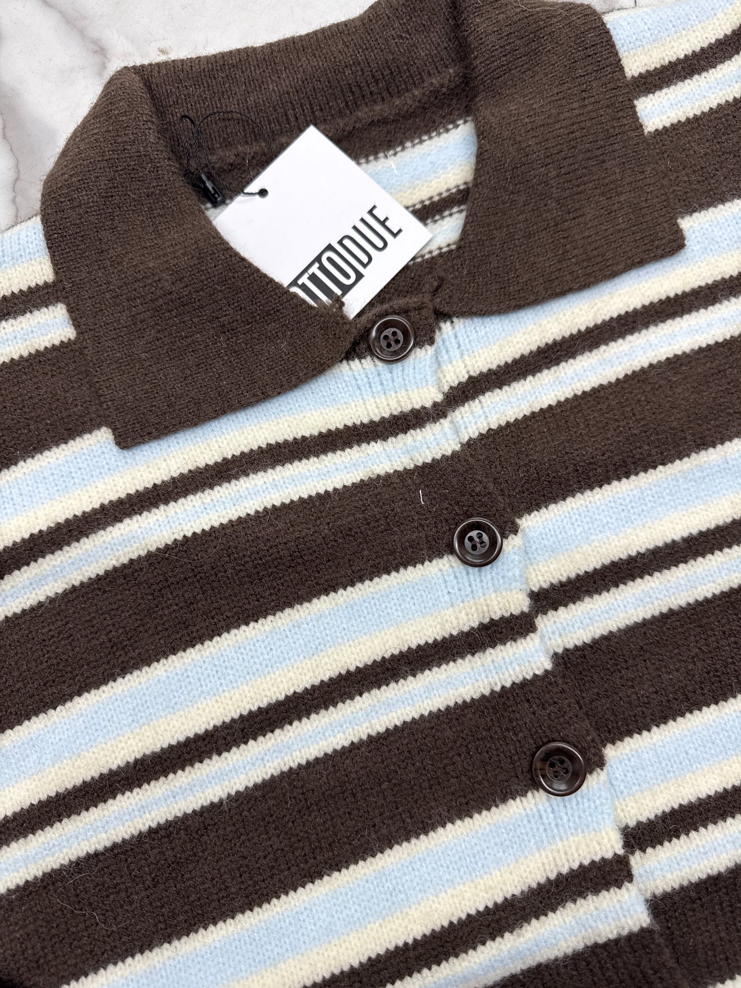 CARDIGAN RIGATO marrone/blu