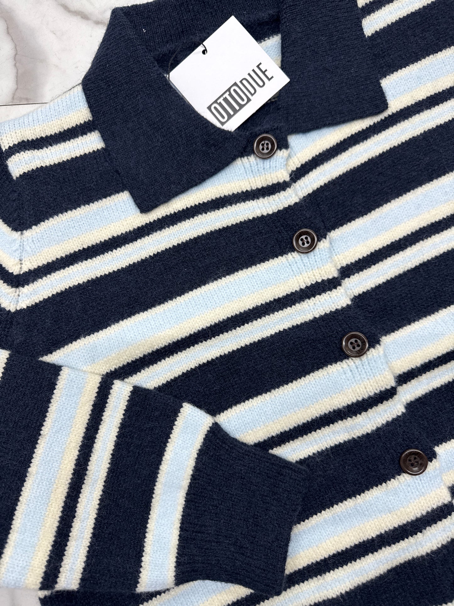 CARDIGAN RIGATO marrone/blu