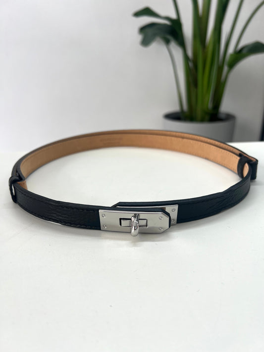CINTURA PORTOFINO NERA CON FIBBIA ARGENTO