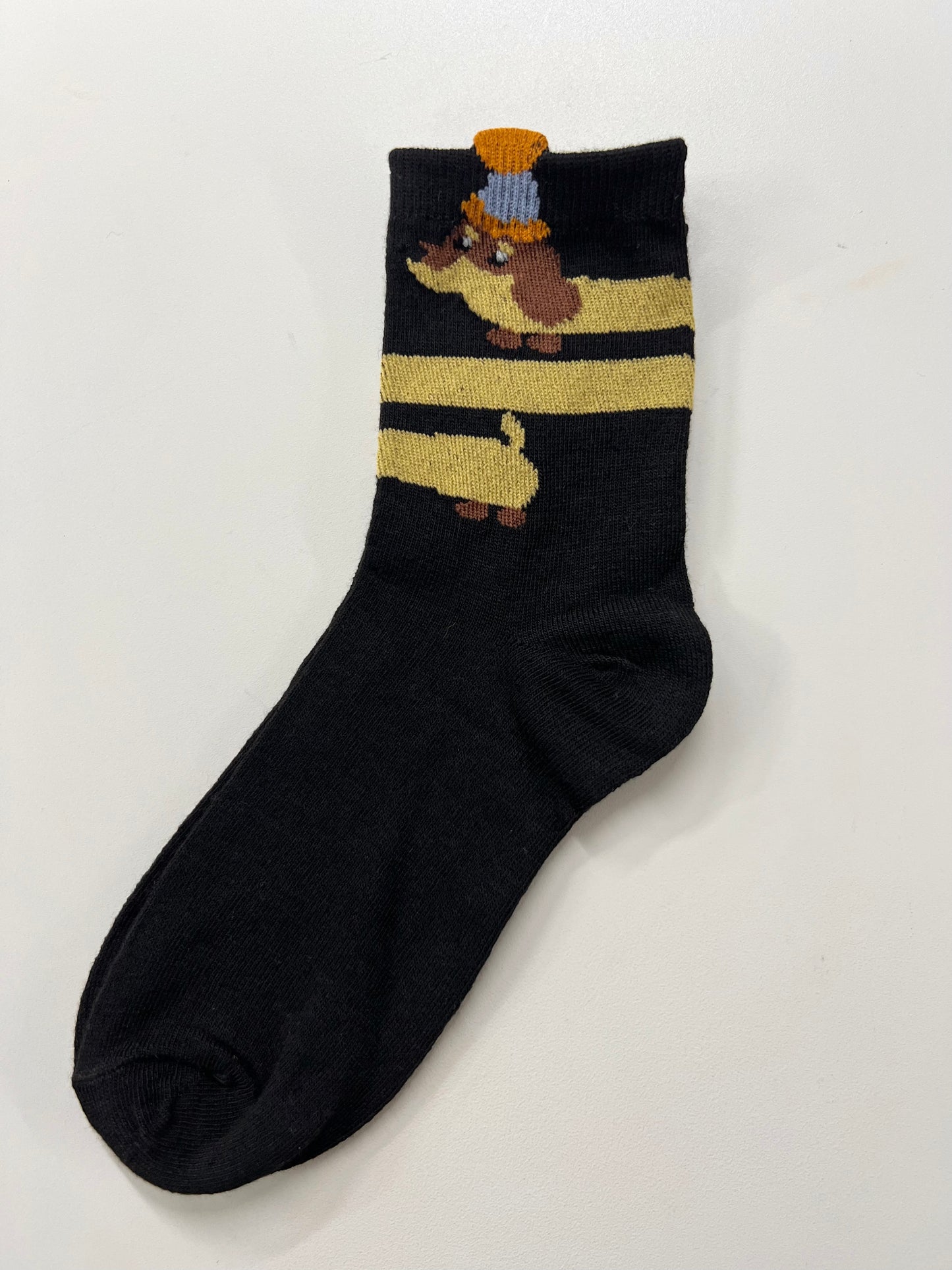 CALZINO CORTO BASSOTTO rigato/nero/crema/pois