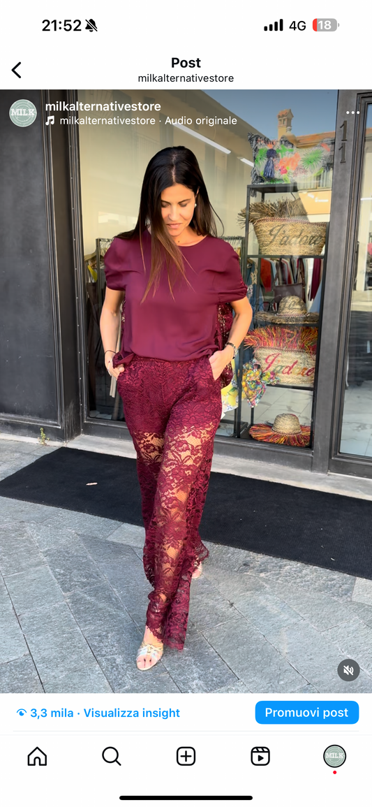 DIXIE COMPLETO BLUSA E PANTALONE BAROLO PIZZO