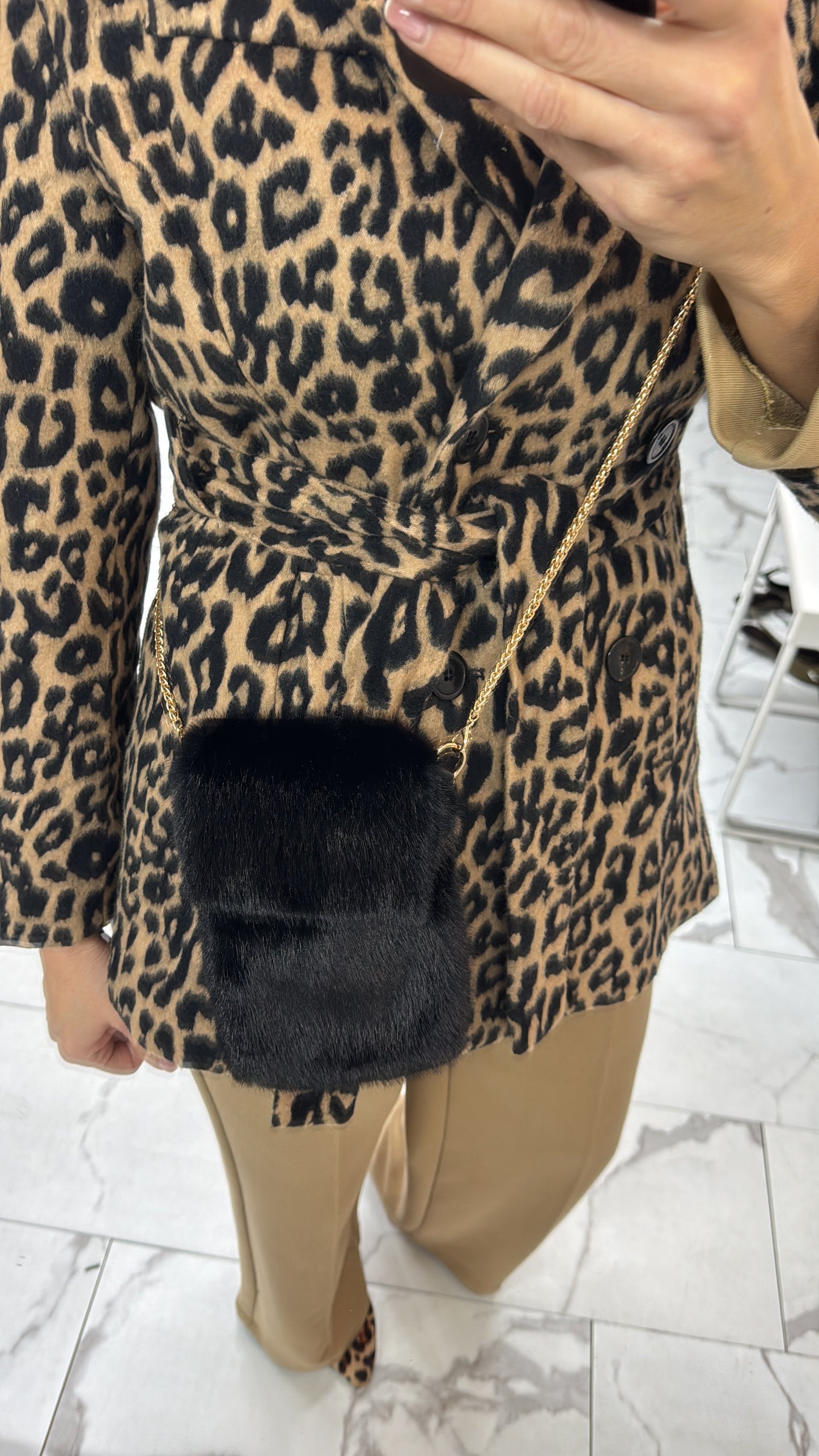 BORSA MINI TRACOLLA ECOPELLICCIA cioccolato/grigio/nero/beige/kaki