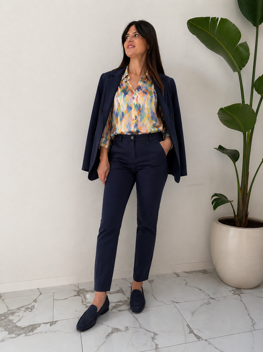 PANTALONE SIGARETTA COTONE BLU