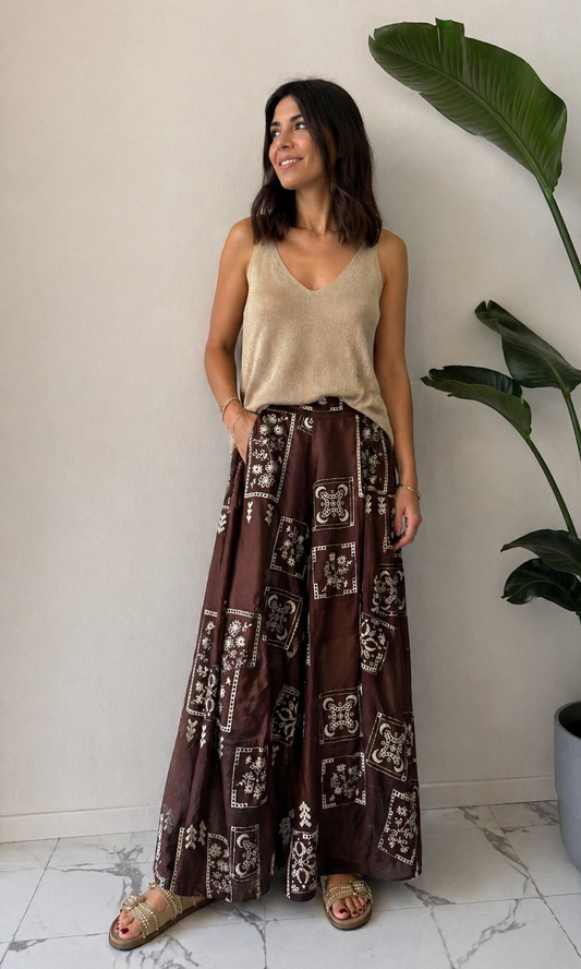PANTALONE TUSCANY MORO RICAMI PANNA