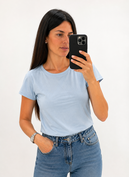 T-SHIRT SLIM AZZURRA