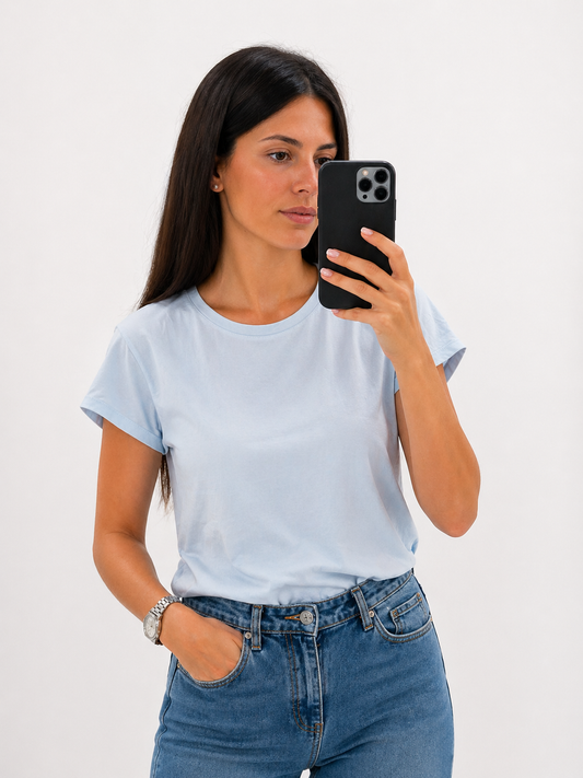 T-SHIRT SCATOLETTA AZZURRA