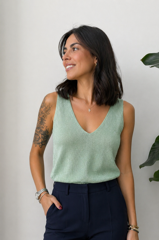 CANOTTA IN MAGLIA LUREX MENTA